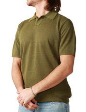 POLO UOMO ROBERTO COLLINA MILITARE A MEZZA MANICA IN LINO PUNTO PIQUET