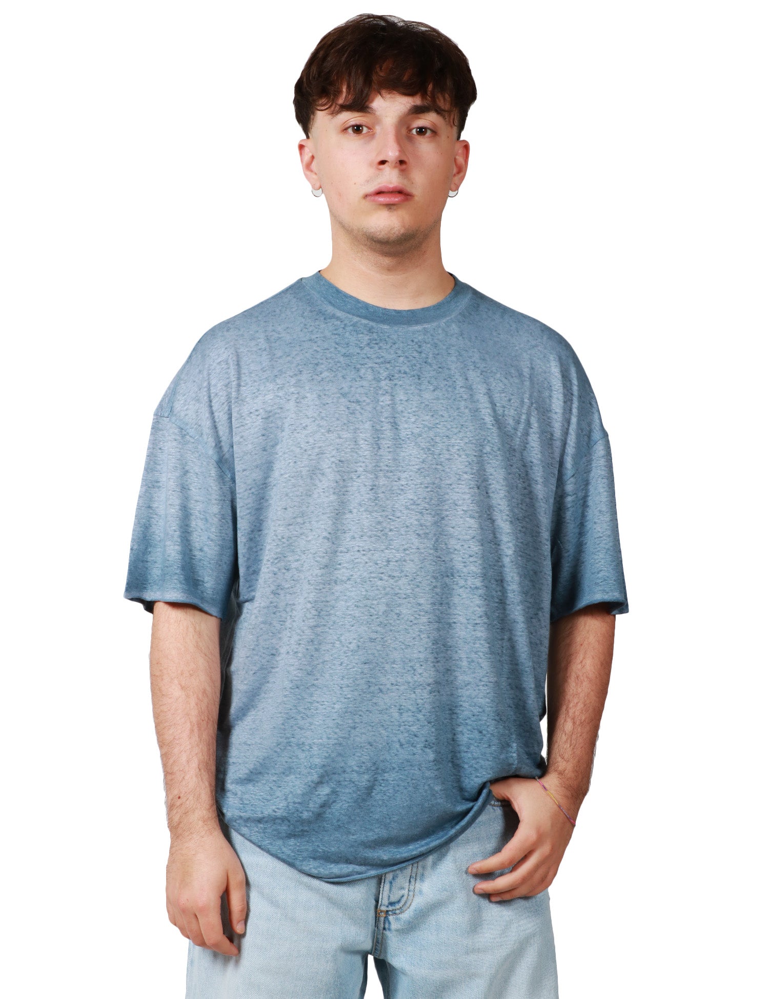 T-SHIRT UOMO ROBERTO COLLINA NAVY GIROCOLLO COMFY FIT CON EFFETTO SOLARIZZATO
