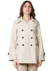TRENCH DONNA SAVE THE DUCK SOFI BEIGE DOPPIOPETTO IN TESSUTO TECNICO ANIMAL FREE