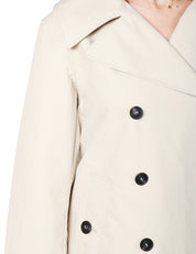 TRENCH DONNA SAVE THE DUCK SOFI BEIGE DOPPIOPETTO IN TESSUTO TECNICO ANIMAL FREE
