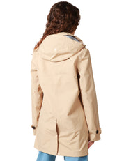 CAPPOTTO IMPERMEABILE DONNA SAVE THE DUCK APRIL BEIGE CON BOTTONI GOMMATI E CAPPUCCIO