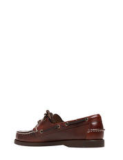 MOCASSINO UOMO SEBAGO DOCKSIDES PORTLAND WAXED MARRONE SCURO IN PELLE E SUOLA ANTISCIVOLO