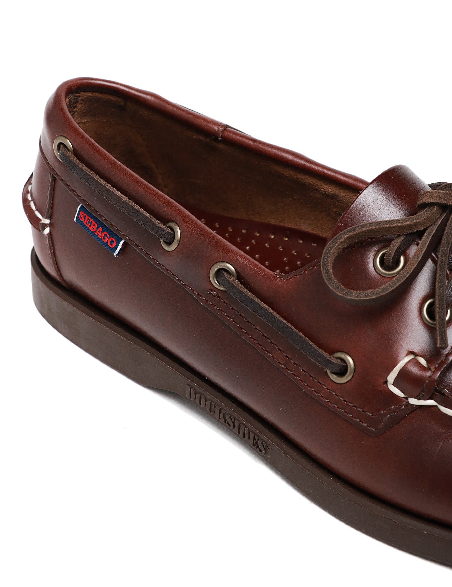 MOCASSINO UOMO SEBAGO DOCKSIDES PORTLAND WAXED MARRONE SCURO IN PELLE E SUOLA ANTISCIVOLO