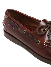 MOCASSINO UOMO SEBAGO DOCKSIDES PORTLAND WAXED MARRONE SCURO IN PELLE E SUOLA ANTISCIVOLO