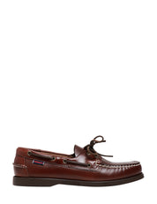 MOCASSINO UOMO SEBAGO DOCKSIDES PORTLAND WAXED MARRONE SCURO IN PELLE E SUOLA ANTISCIVOLO