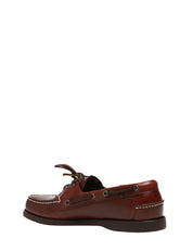 MOCASSINO UOMO SEBAGO DOCKSIDES PORTLAND WAXED MARRONE SCURO IN PELLE E SUOLA ANTISCIVOLO