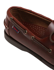 MOCASSINO UOMO SEBAGO DOCKSIDES PORTLAND WAXED MARRONE SCURO IN PELLE E SUOLA ANTISCIVOLO