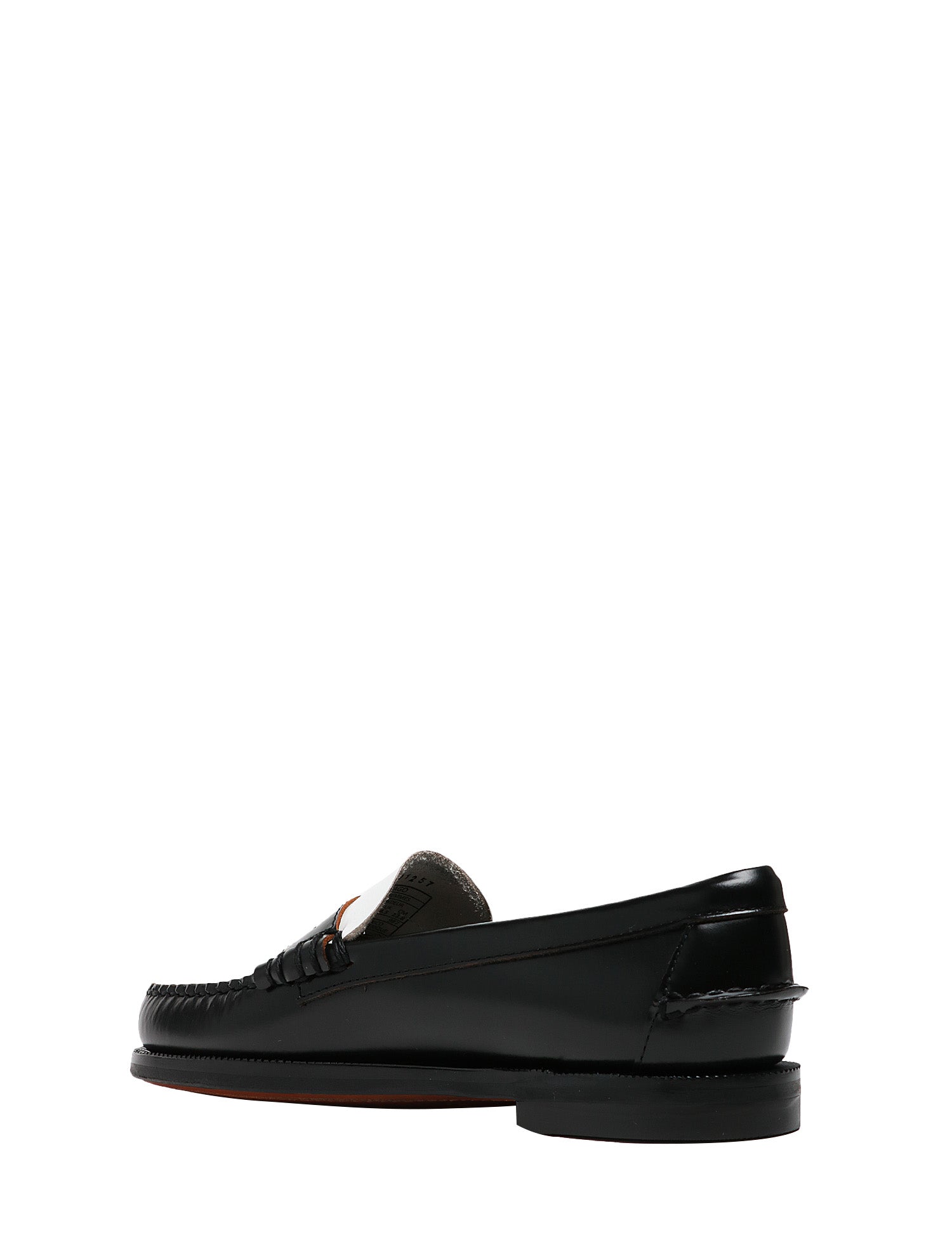SCARPA MOCASSINO DONNA SEBAGO CLASSIC DAN BIANCO/NERO IN PELLE PIENO FIORE SPAZZOLATA LISCIA