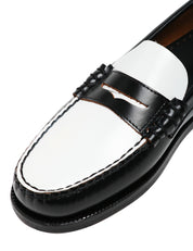SCARPA MOCASSINO DONNA SEBAGO CLASSIC DAN BIANCO/NERO IN PELLE PIENO FIORE SPAZZOLATA LISCIA