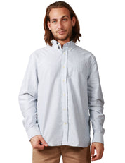 CAMICIA UOMO SEBAGO DOUBLING BIANCO/AZZURRO A RIGHE IN COTONE OXFORD CON TASCHINO SUL PETTO