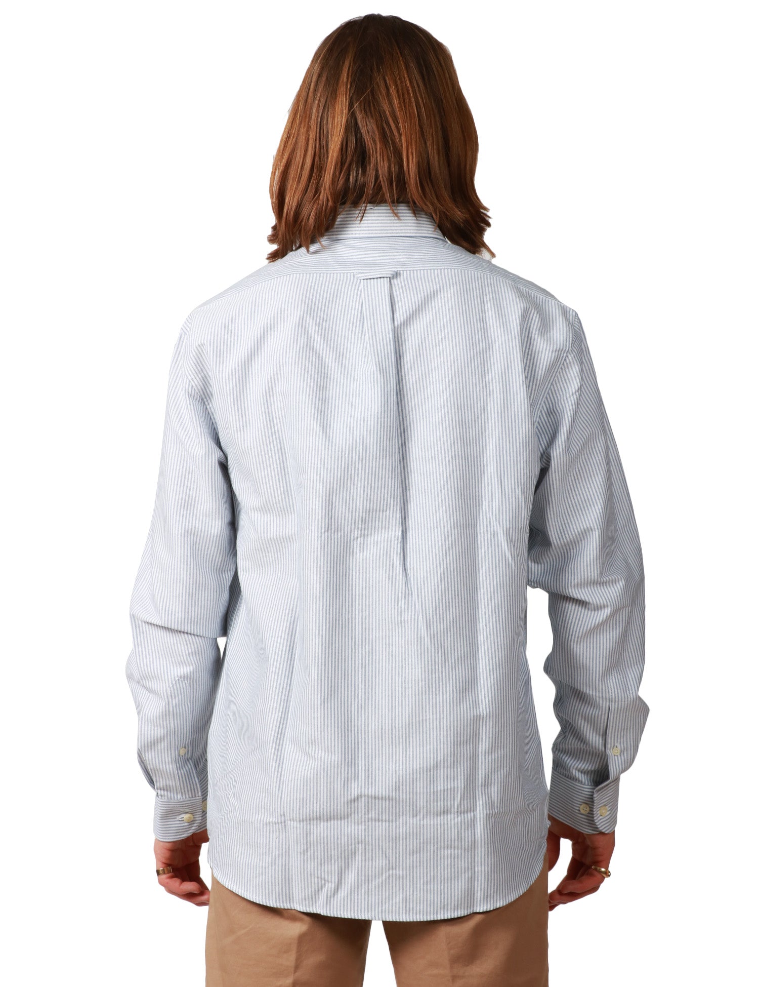 CAMICIA UOMO SEBAGO DOUBLING BIANCO/AZZURRO A RIGHE IN COTONE OXFORD CON TASCHINO SUL PETTO