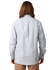 CAMICIA UOMO SEBAGO DOUBLING BIANCO/AZZURRO A RIGHE IN COTONE OXFORD CON TASCHINO SUL PETTO