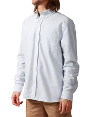 CAMICIA UOMO SEBAGO DOUBLING BIANCO/AZZURRO A RIGHE IN COTONE OXFORD CON TASCHINO SUL PETTO