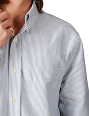 CAMICIA UOMO SEBAGO DOUBLING BIANCO/AZZURRO A RIGHE IN COTONE OXFORD CON TASCHINO SUL PETTO