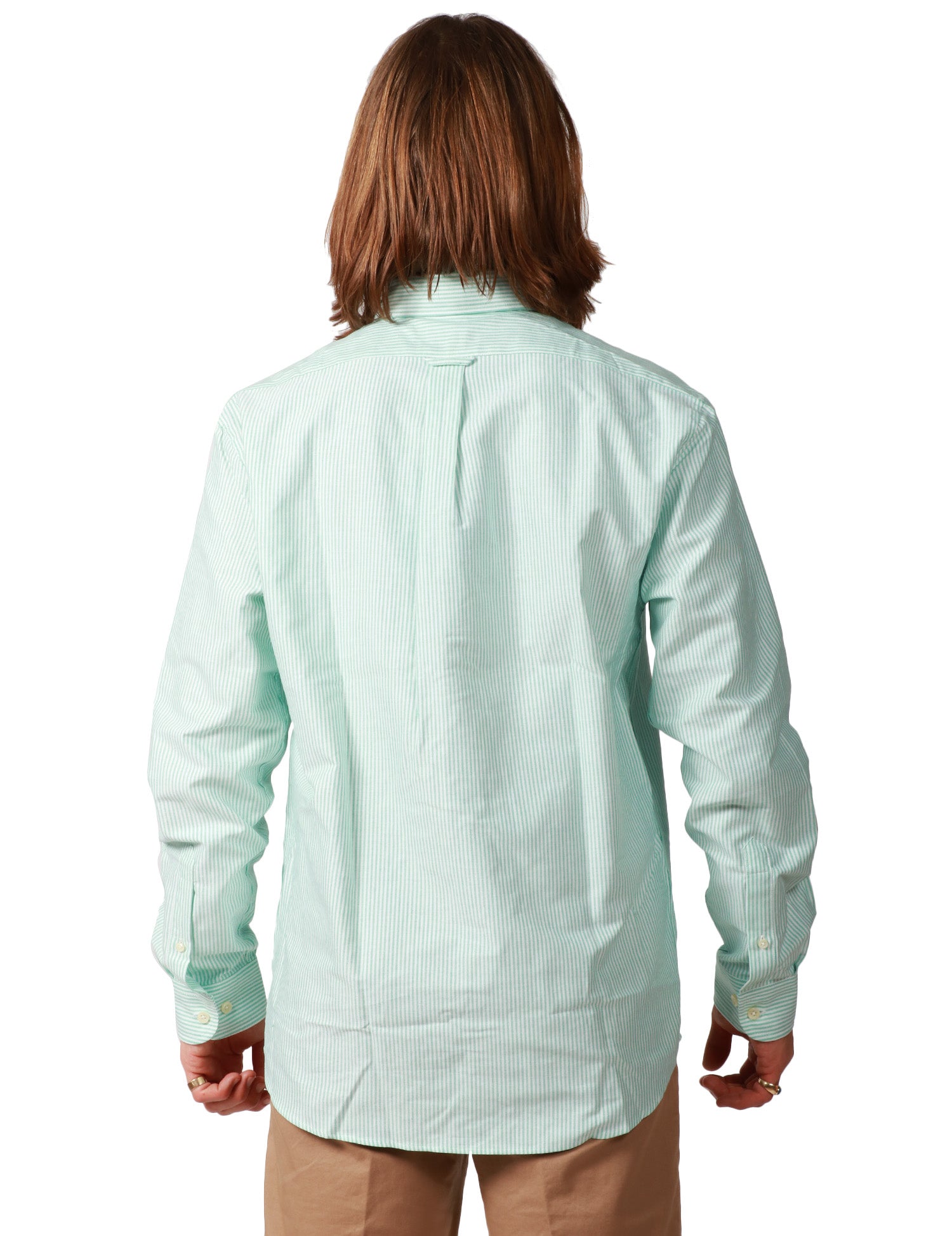 CAMICIA UOMO SEBAGO DOUBLING VERDE/BIANCO A RIGHE IN COTONE OXFORD CON TASCHINO SUL PETTO