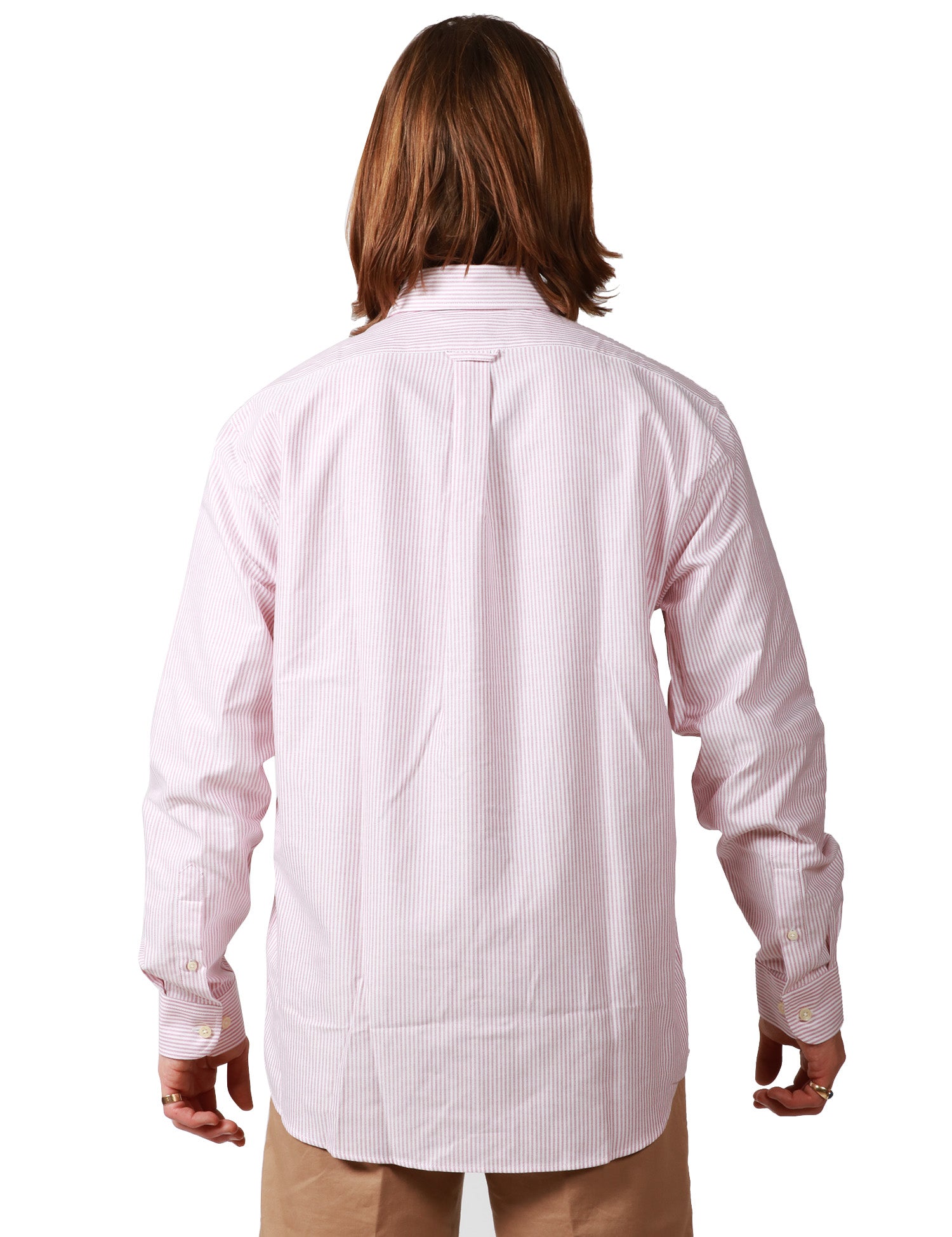 CAMICIA UOMO SEBAGO DOUBLING ROSA/BIANCO A RIGHE IN COTONE OXFORD CON TASCHINO SUL PETTO
