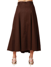 GONNA MIDI SEVENTY TESTA DI MORO CON PIEGHE IN POPELINE COTONE STRETCH