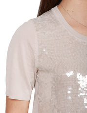T-SHIRT DONNA SEVENTY GHIACCIO GIROCOLLO IN VISCOSA CON PAILLETTES FRONTALI