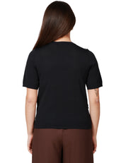 T-SHIRT DONNA SEVENTY BLU NOTTE GIROCOLLO IN VISCOSA CON PAILLETTES FRONTALI