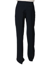 PANTALONE DONNA SEVENTY BLU SCURO TAGLIO MASCHILE A GAMBA DRITTA IN FRESCO DI LANA STRETCH