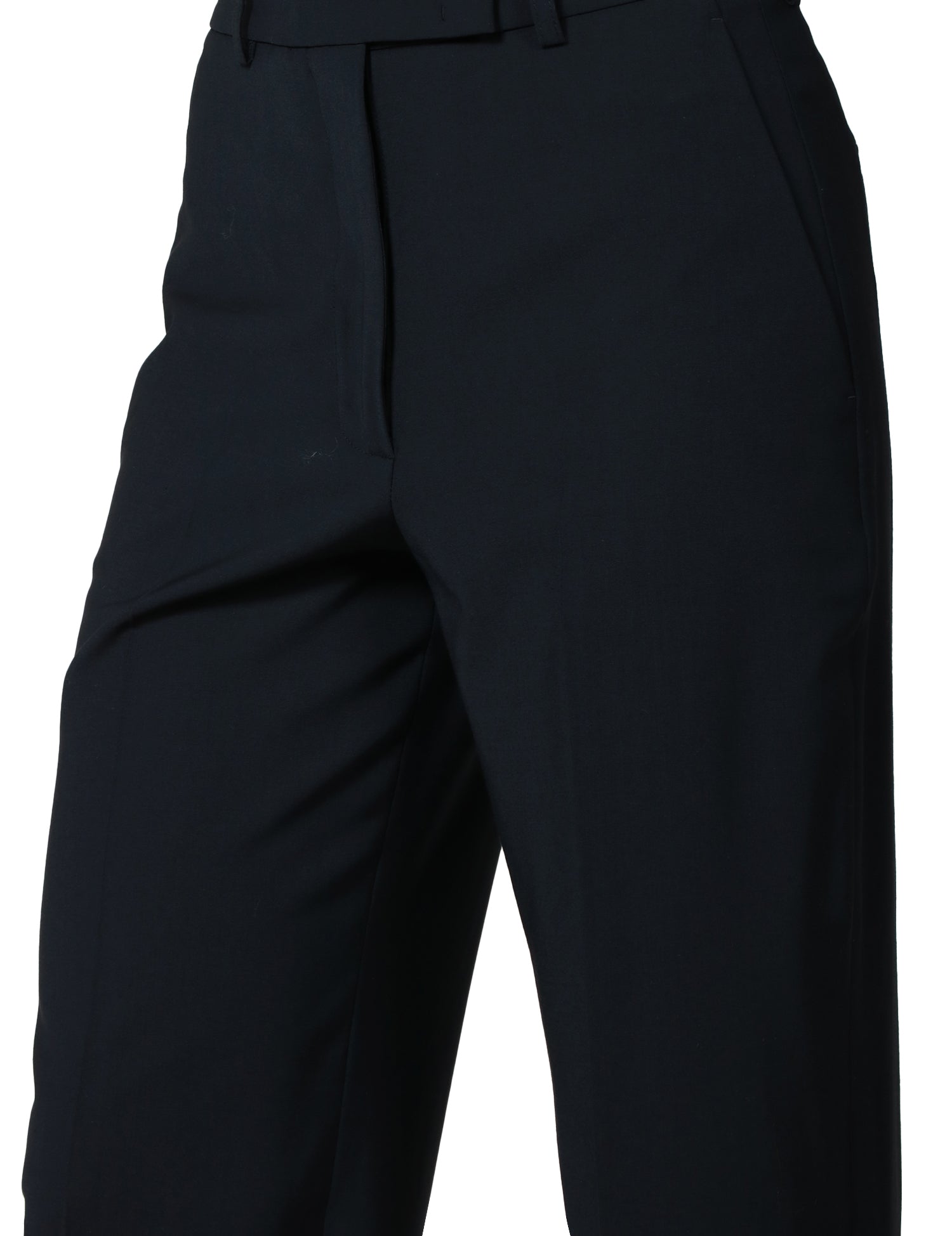 PANTALONE DONNA SEVENTY BLU SCURO TAGLIO MASCHILE A GAMBA DRITTA IN FRESCO DI LANA STRETCH