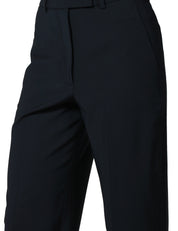 PANTALONE DONNA SEVENTY BLU SCURO TAGLIO MASCHILE A GAMBA DRITTA IN FRESCO DI LANA STRETCH