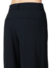 PANTALONE DONNA SEVENTY BLU SCURO TAGLIO MASCHILE A GAMBA DRITTA IN FRESCO DI LANA STRETCH