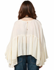 BLUSA DONNA SOUVENIR BURRO AMPIA CON FONDO ONDULATO E COLLANA