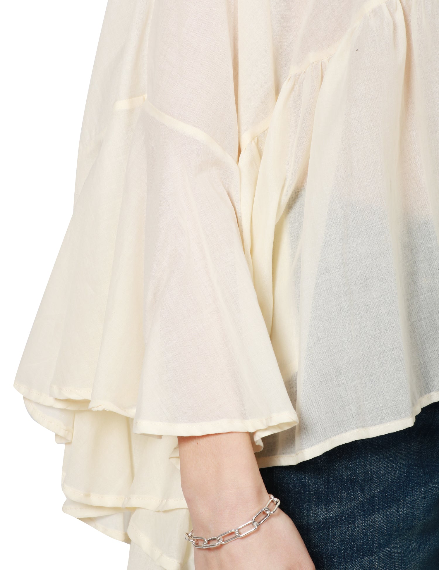 BLUSA DONNA SOUVENIR BURRO AMPIA CON FONDO ONDULATO E COLLANA