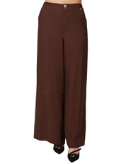 PANTALONE DONNA SOUVENIR CIOCCOLATO IN VISCOSA FLUIDA CON GAMBA A PALAZZO