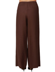 PANTALONE DONNA SOUVENIR CIOCCOLATO IN VISCOSA FLUIDA CON GAMBA A PALAZZO