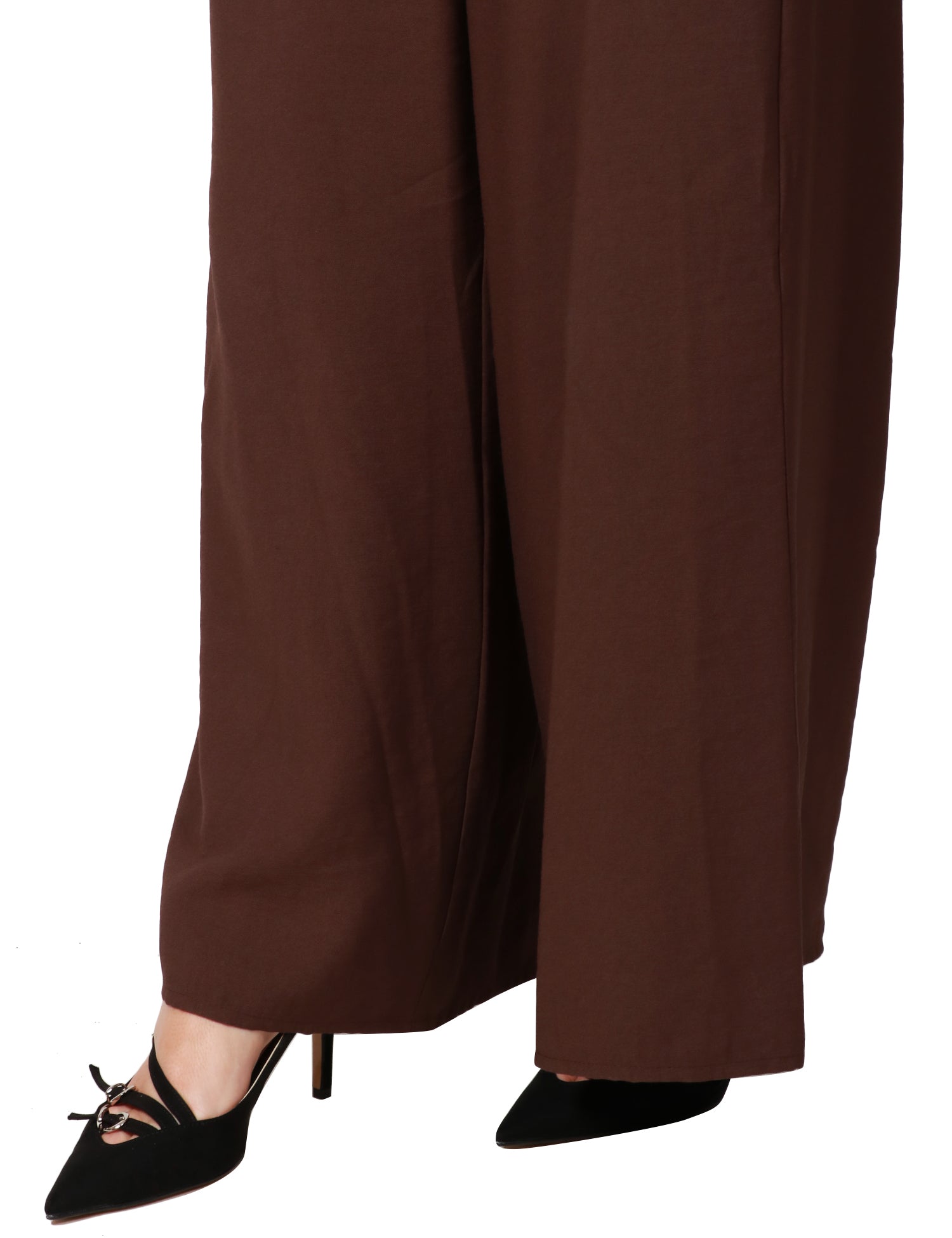 PANTALONE DONNA SOUVENIR CIOCCOLATO IN VISCOSA FLUIDA CON GAMBA A PALAZZO