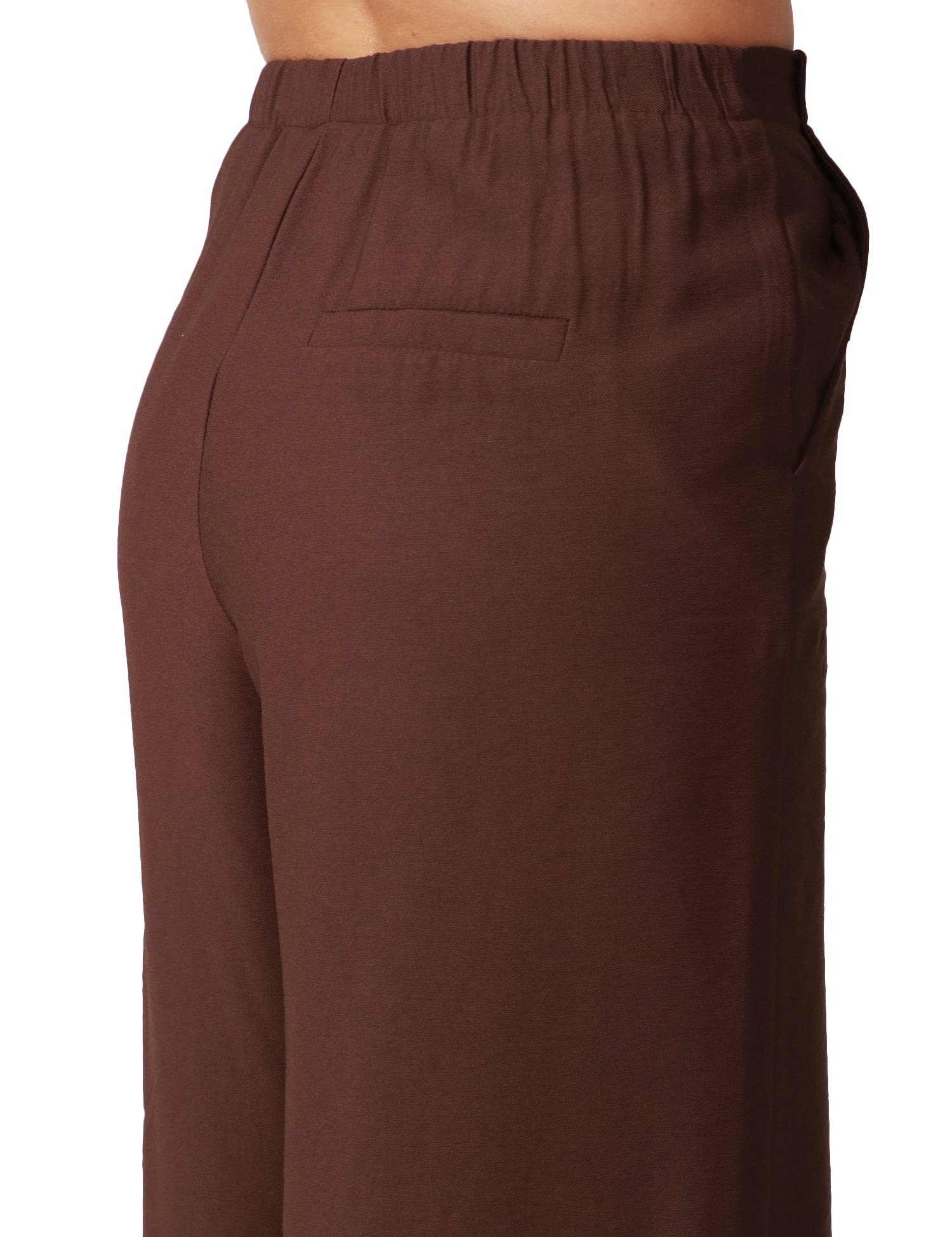PANTALONE DONNA SOUVENIR CIOCCOLATO IN VISCOSA FLUIDA CON GAMBA A PALAZZO