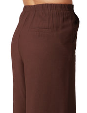 PANTALONE DONNA SOUVENIR CIOCCOLATO IN VISCOSA FLUIDA CON GAMBA A PALAZZO