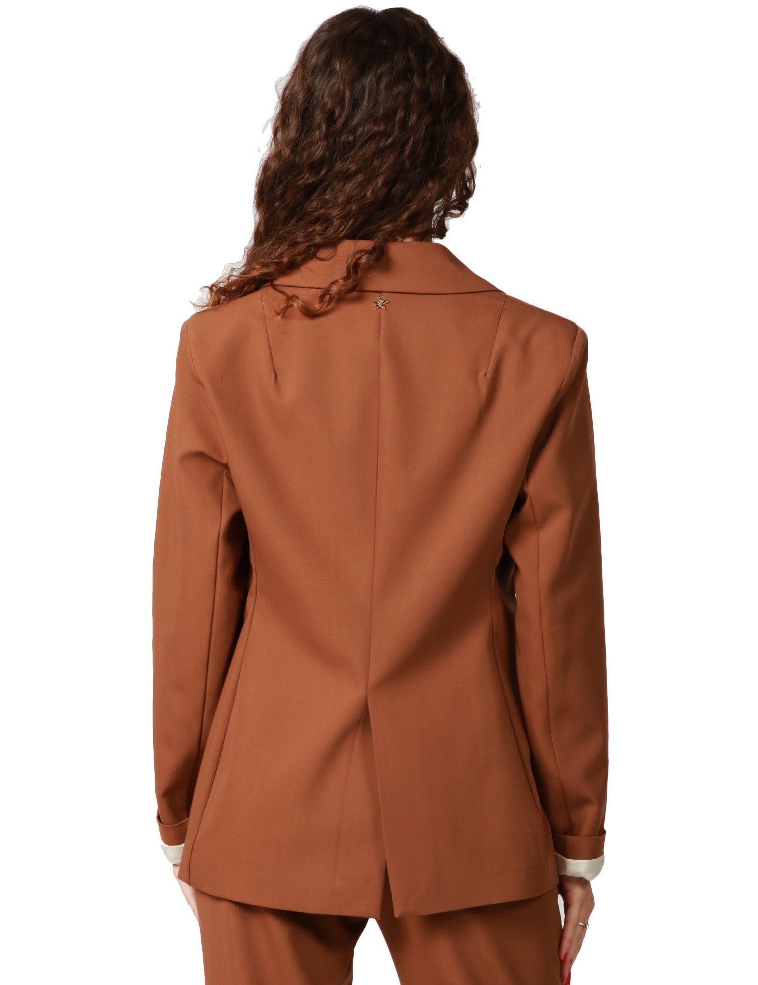 GIACCA DONNA SOUVENIR TABACCO MONOPETTO CON BOTTONE SINGOLO E COLLO REVER