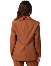 GIACCA DONNA SOUVENIR TABACCO MONOPETTO CON BOTTONE SINGOLO E COLLO REVER