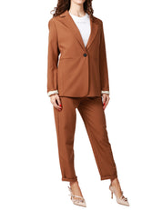 GIACCA DONNA SOUVENIR TABACCO MONOPETTO CON BOTTONE SINGOLO E COLLO REVER