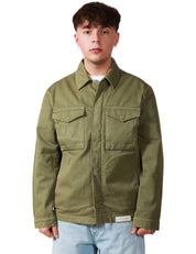 GIACCA UOMO TELA GENOVA BRENNO MILITARE IN COTONE CON COLLETTO E TASCHE SUL PETTO