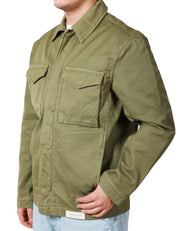 GIACCA UOMO TELA GENOVA BRENNO MILITARE IN COTONE CON COLLETTO E TASCHE SUL PETTO
