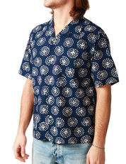CAMICIA UOMO UNIVERSAL WORKS NAVY FANTASIA A MEZZA MANICA 100%