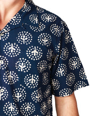 CAMICIA UOMO UNIVERSAL WORKS NAVY FANTASIA A MEZZA MANICA 100%