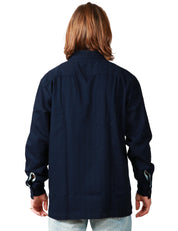 CAMICIA UOMO UTILITY INDIGO CON TASCHE SUL PETTO 100% COTONE