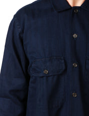 CAMICIA UOMO UTILITY INDIGO CON TASCHE SUL PETTO 100% COTONE