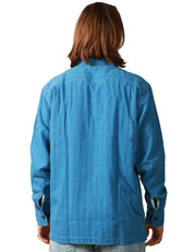 CAMICIA UOMO UTILITY WASHED INDIGO CON TASCHE SUL PETTO 100% COTONE