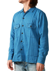 CAMICIA UOMO UTILITY WASHED INDIGO CON TASCHE SUL PETTO 100% COTONE