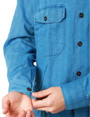 CAMICIA UOMO UTILITY WASHED INDIGO CON TASCHE SUL PETTO 100% COTONE