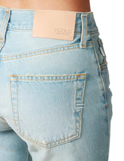 JEANS DONNA VICOLO DENIM CHIARO A GAMBA DRITTA CON BOTTONI GIOIELLO