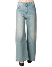JEANS DONNA VICOLO LAVAGGIO CHIARO A PALAZZO CON STRASS ALL OVER DAVANTI