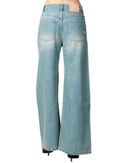 JEANS DONNA VICOLO LAVAGGIO CHIARO A PALAZZO CON STRASS ALL OVER DAVANTI