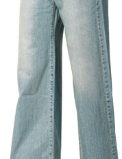 JEANS DONNA VICOLO LAVAGGIO CHIARO A PALAZZO CON STRASS ALL OVER DAVANTI